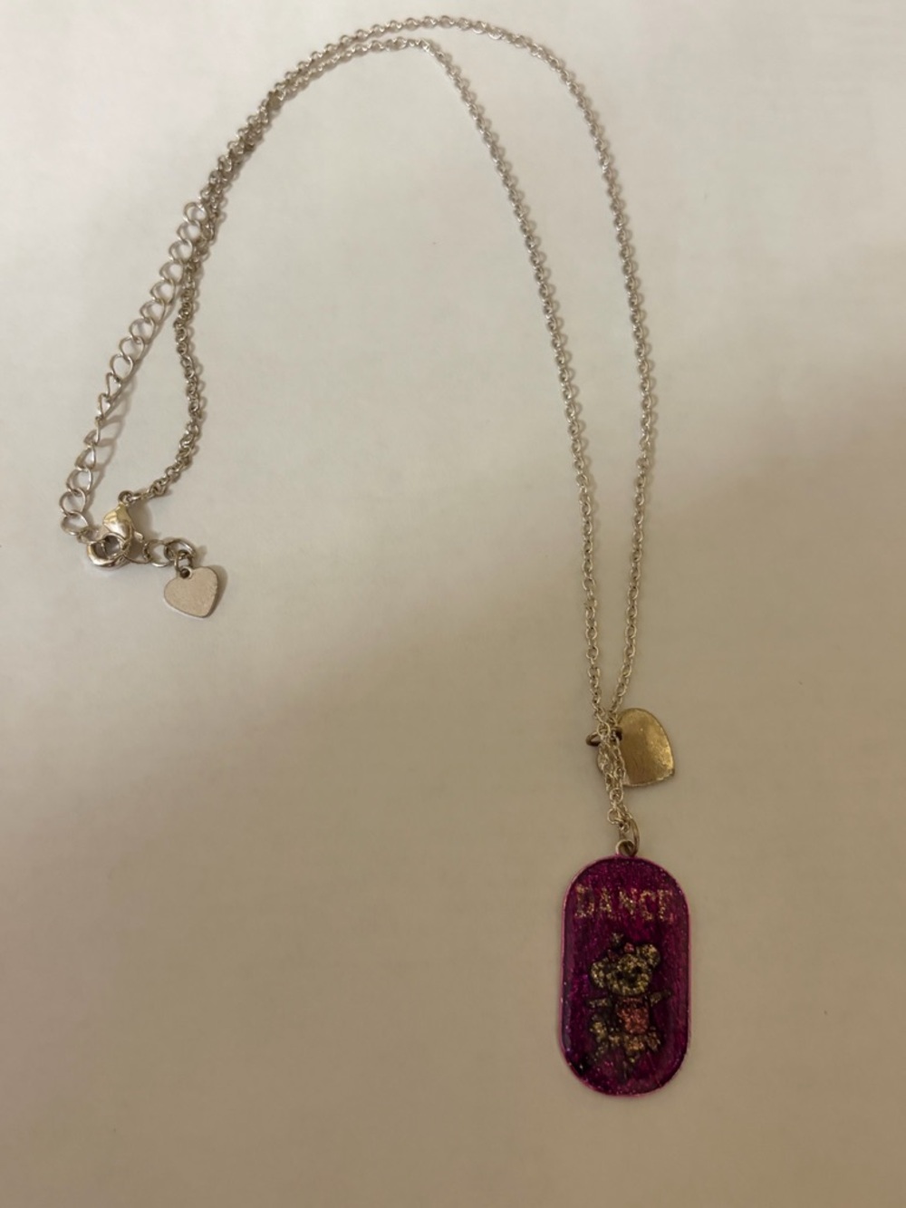 Girls Justice glitter bear Dance necklace 20”